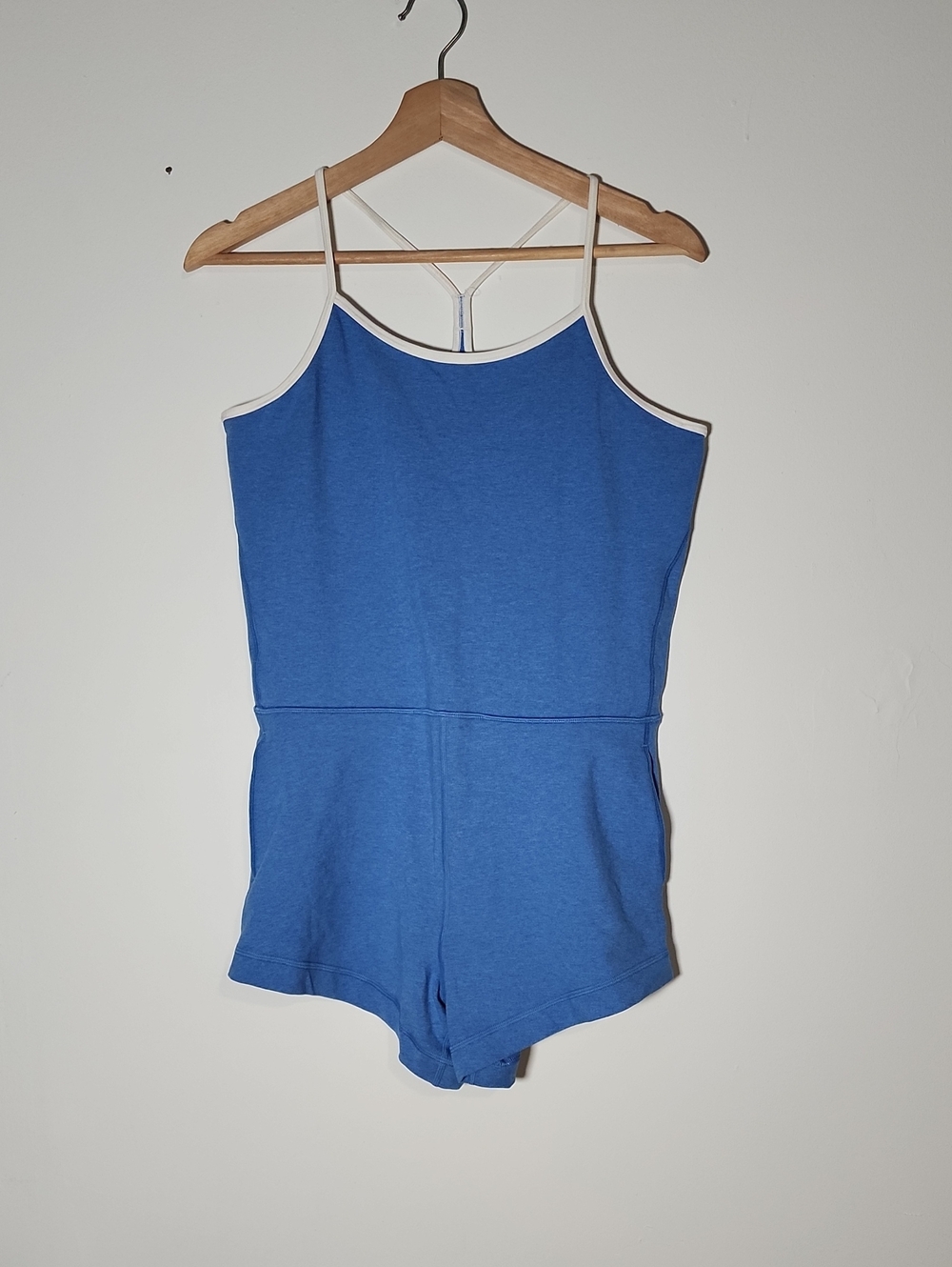 Girls' Blue Sleeveless Cotton One-Piece Romper